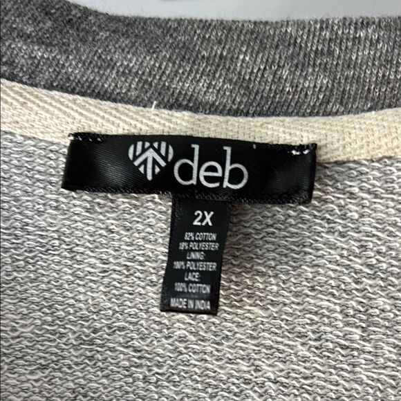 Gray and Cream Lace Zip-Up cardigan/top - Picture 2 of 7